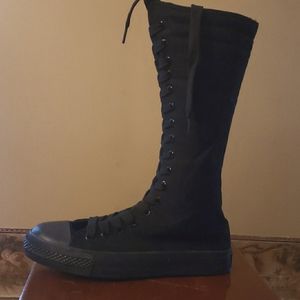 Women's Black Tall Lace-Up Boot Sneaker